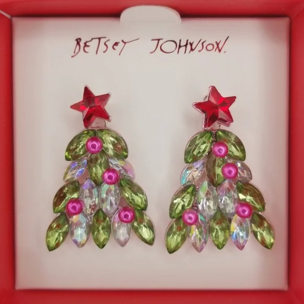 Betsey Johnson Christmas Tree Earrings